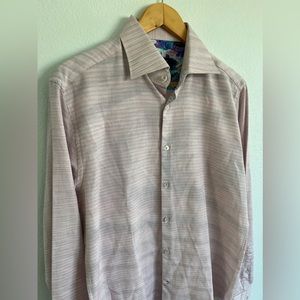 Stone Rose Shirt Pink Grey Button-up Long Sleeve 100% Cotton Size 3 / Medium